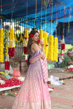 Pink Purple Ombre Corset Lehenga Set