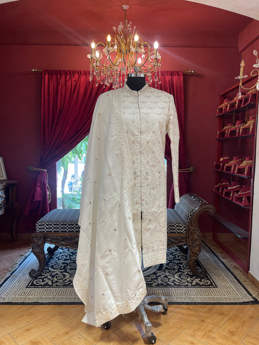 Ivory Sherwani with Minimal Work