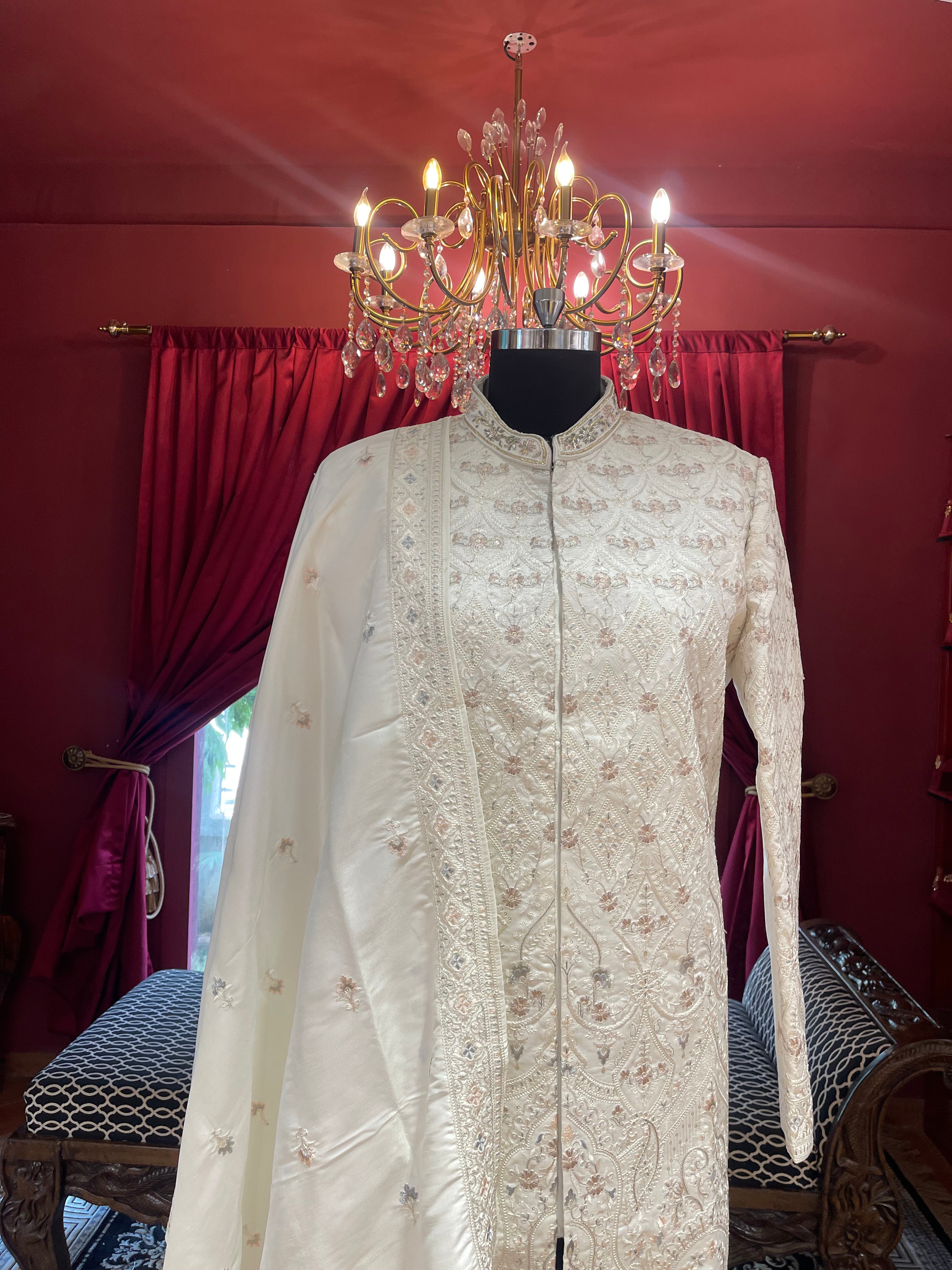 Ivory Sherwani with Minimal Work