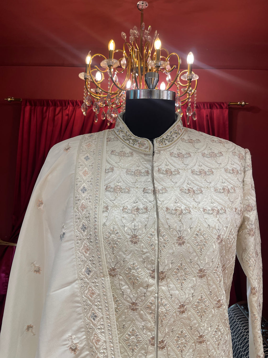 Ivory Sherwani with Minimal Work