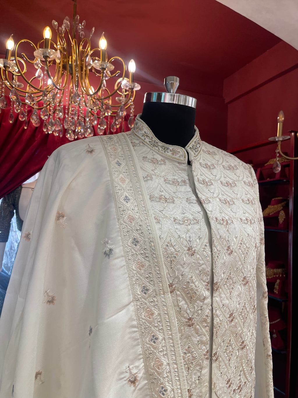 Ivory Sherwani with Minimal Work
