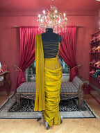 Gold Drape Saree with Beadwork Blouse X Riddhi