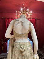 Ivory Organza Lehenga With Multi Floral Work