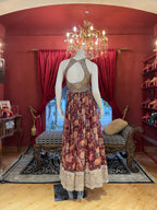 Wine Floral Embroidered Anarkali Set