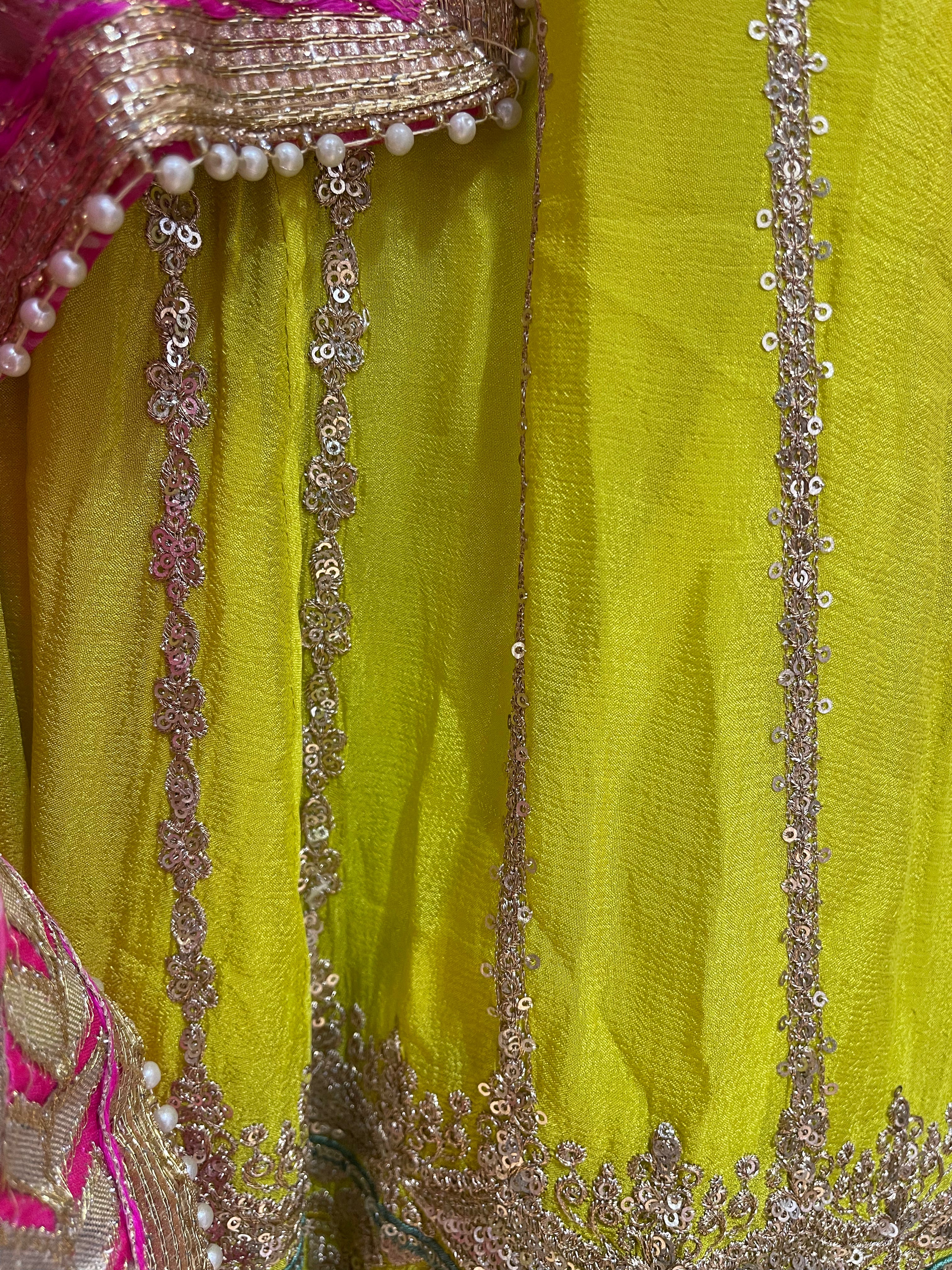 Yellow Festive Kurta set with Pink Dupatta X Orepiya