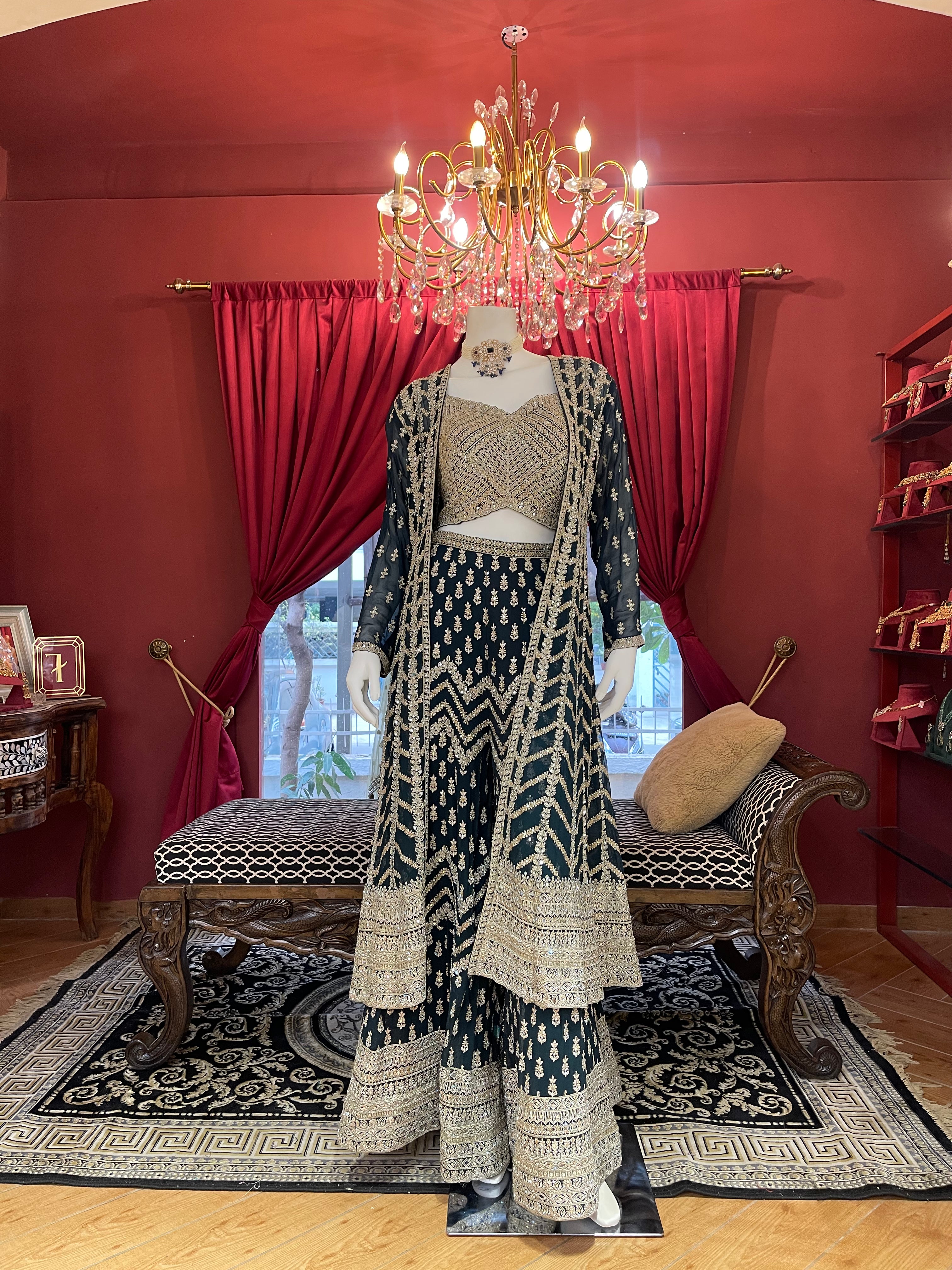 Midnight Peacock Sharara Set