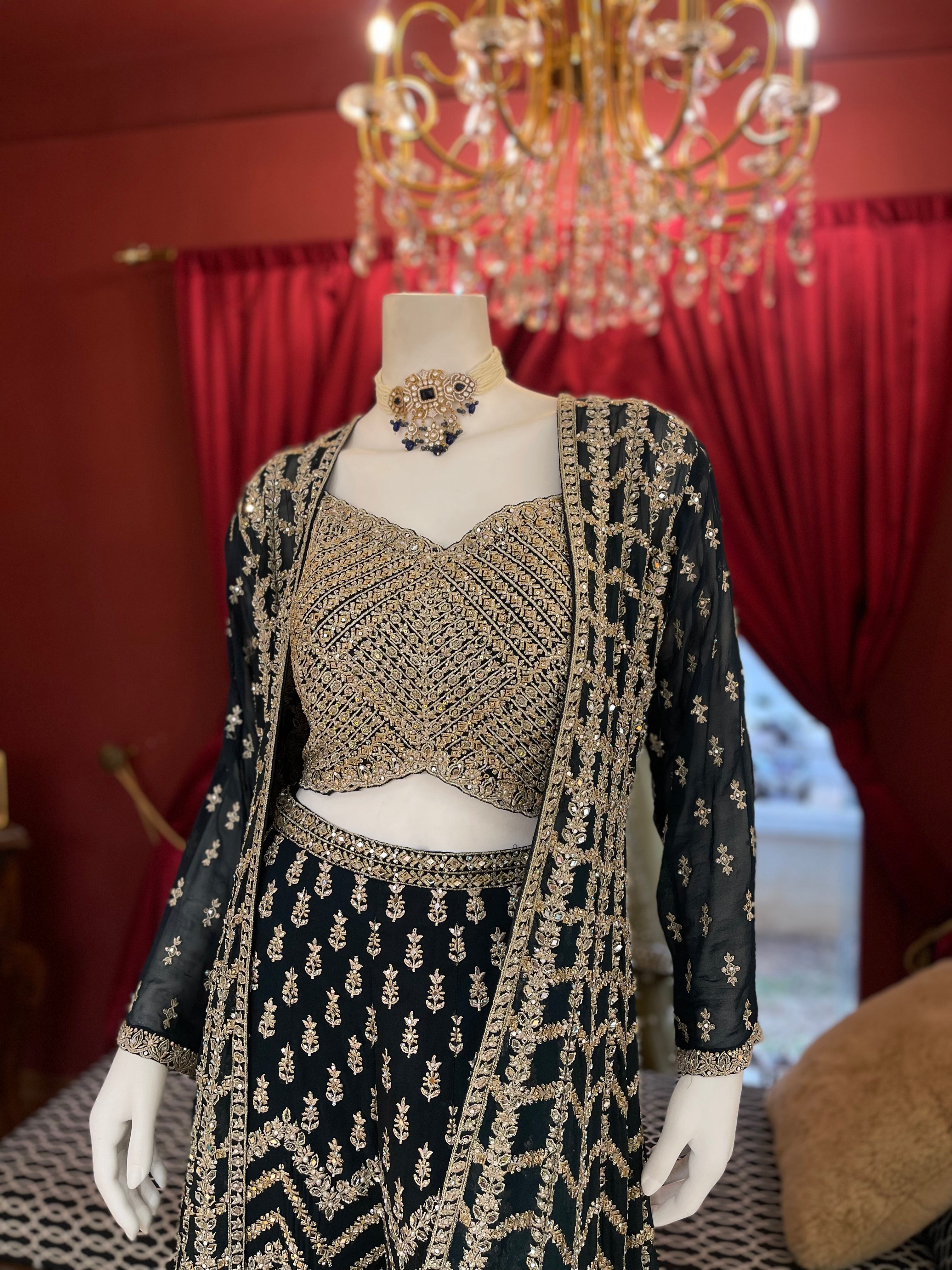 Midnight Peacock Sharara Set