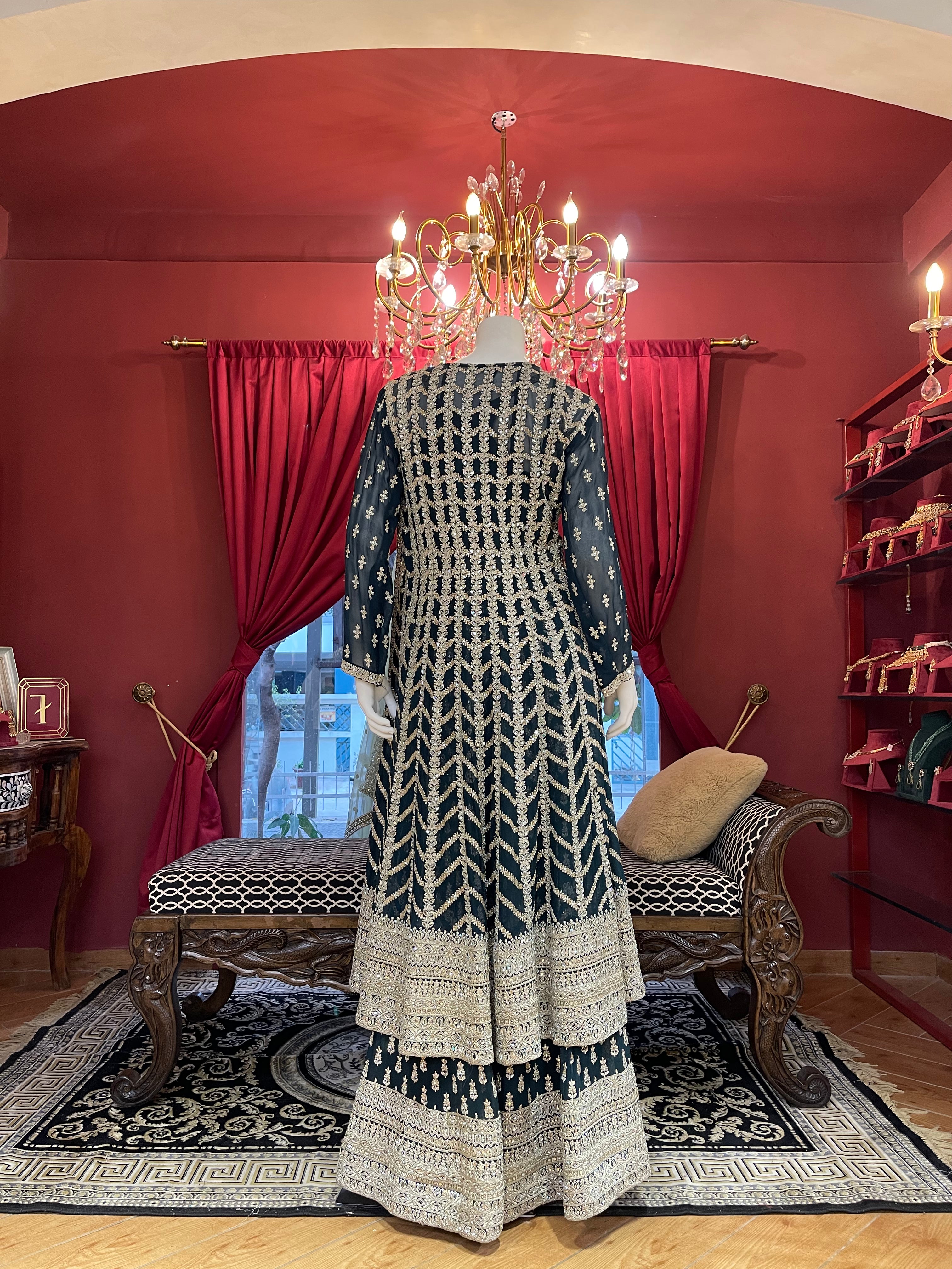 Midnight Peacock Sharara Set