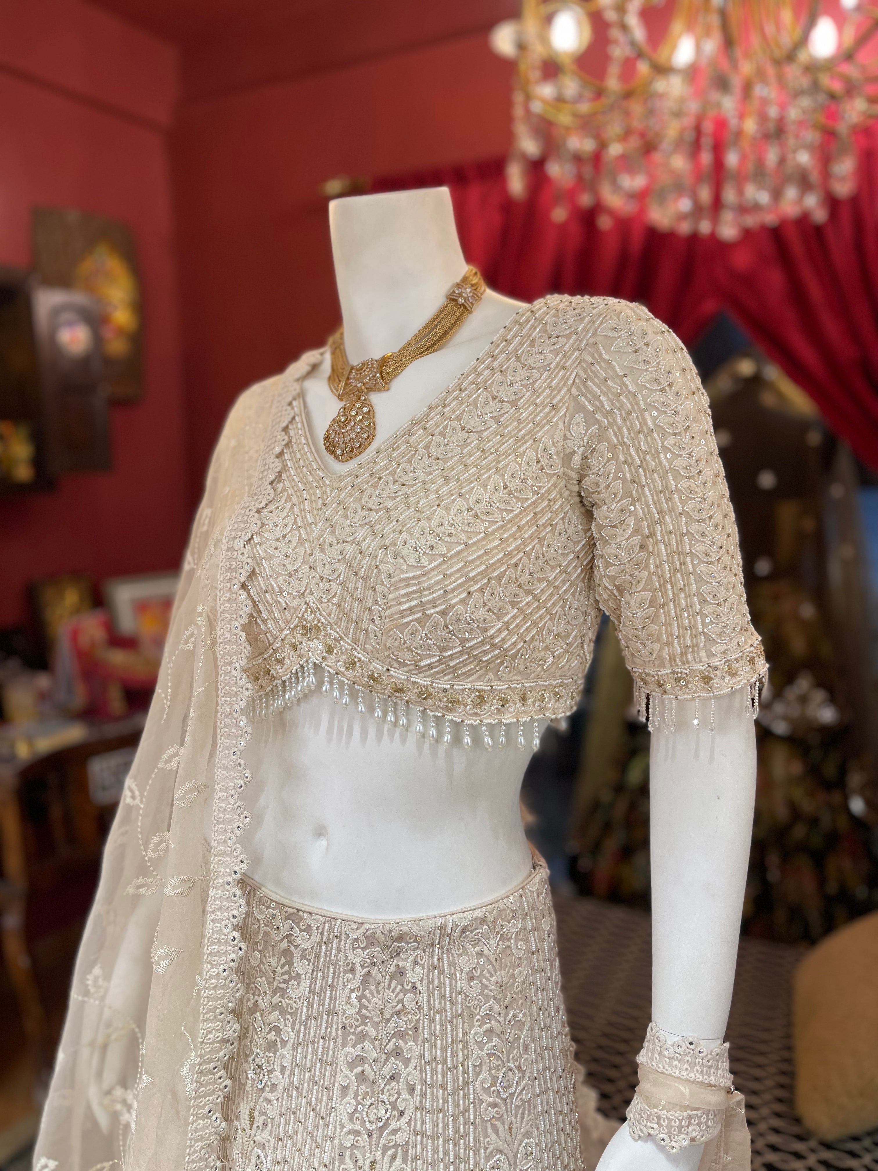 Ivory Heritage Hand-Embroidered Lahenga Set