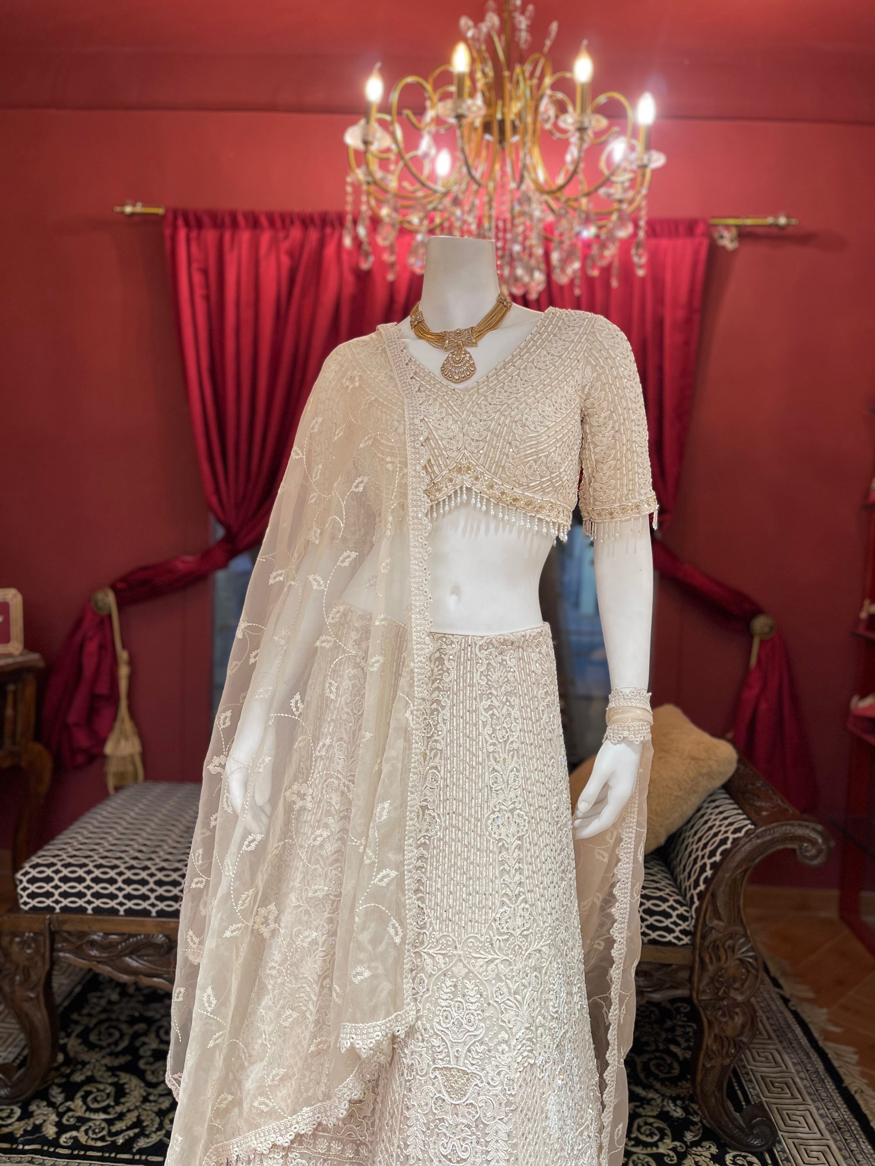 Ivory Heritage Hand-Embroidered Lahenga Set