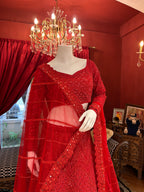 Scarlet Red Sparkle Lehenga Set