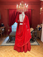 Scarlet Red Sparkle Lehenga Set