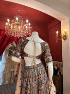 Brown Foil Thread Work Lehenga