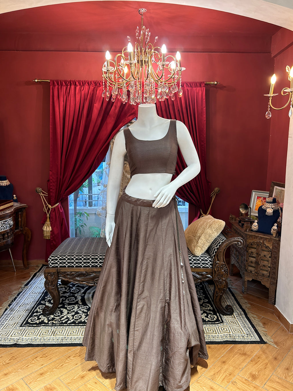 Embellished Silk & Net Pearl Jacket Set