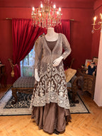Embellished Silk & Net Pearl Jacket Set