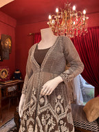 Embellished Silk & Net Pearl Jacket Set