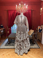 Embellished Silk & Net Pearl Jacket Set