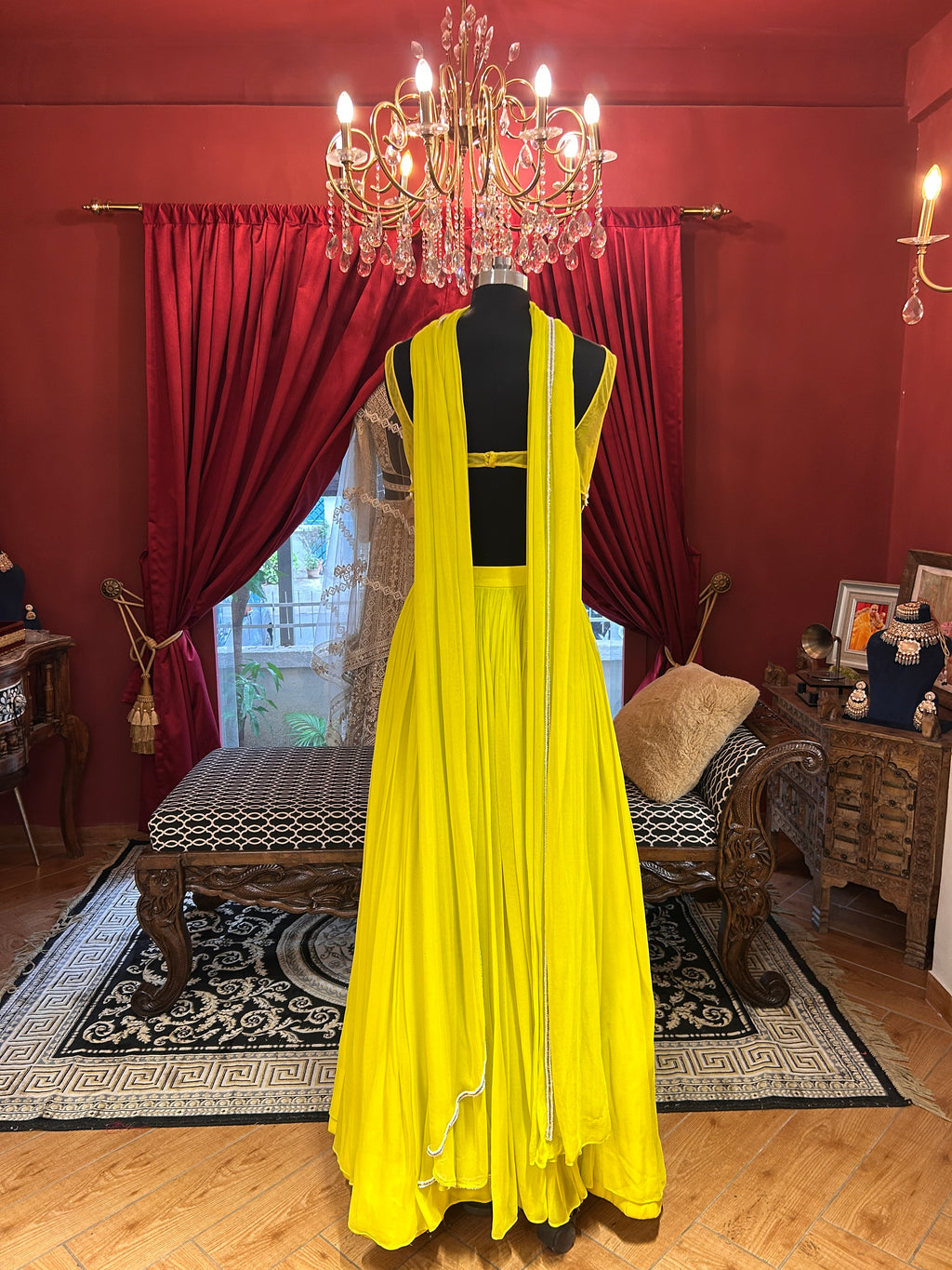 Red Lehenga Choli with Moti Handwork Blouse