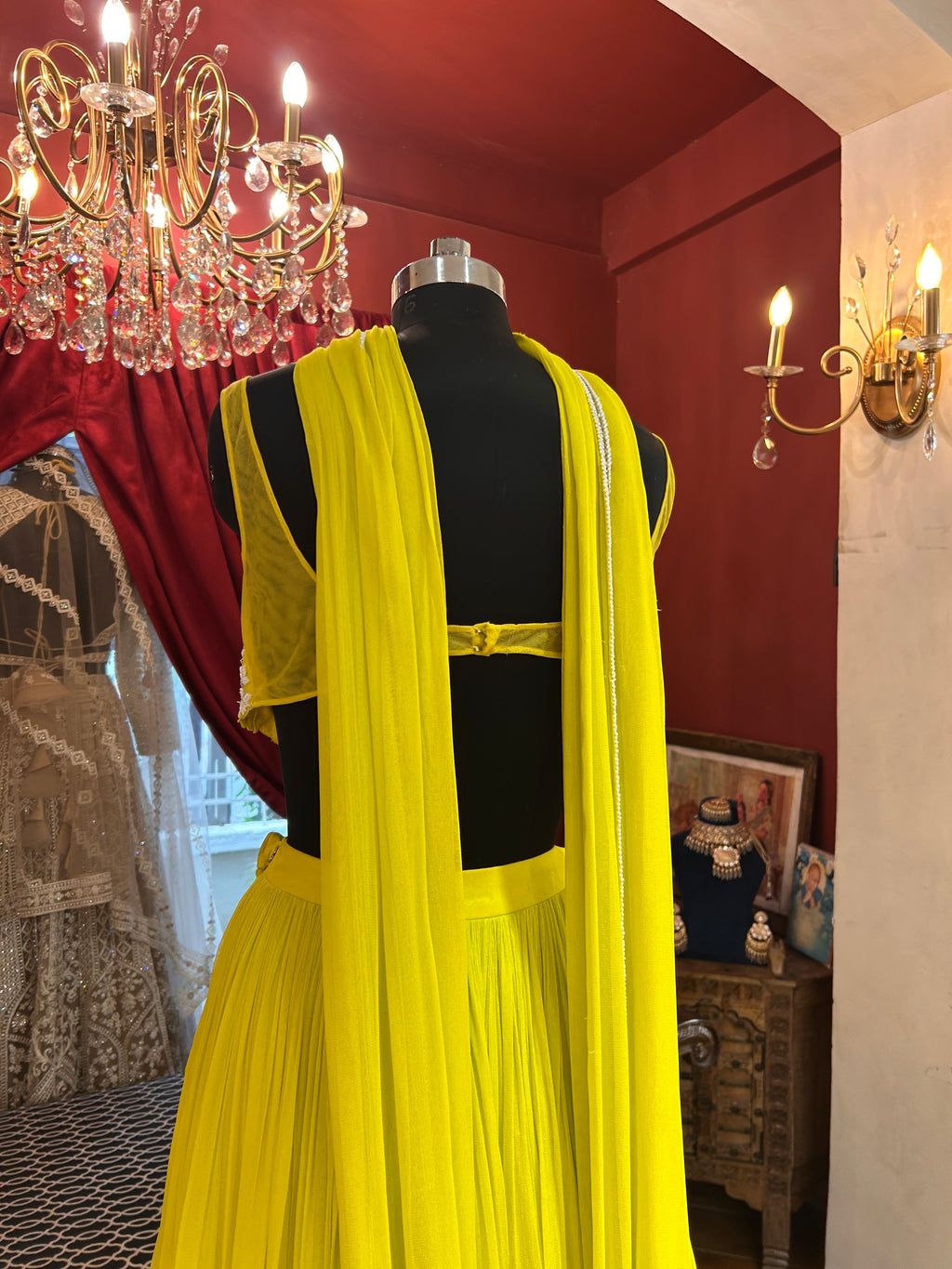 Red Lehenga Choli with Moti Handwork Blouse