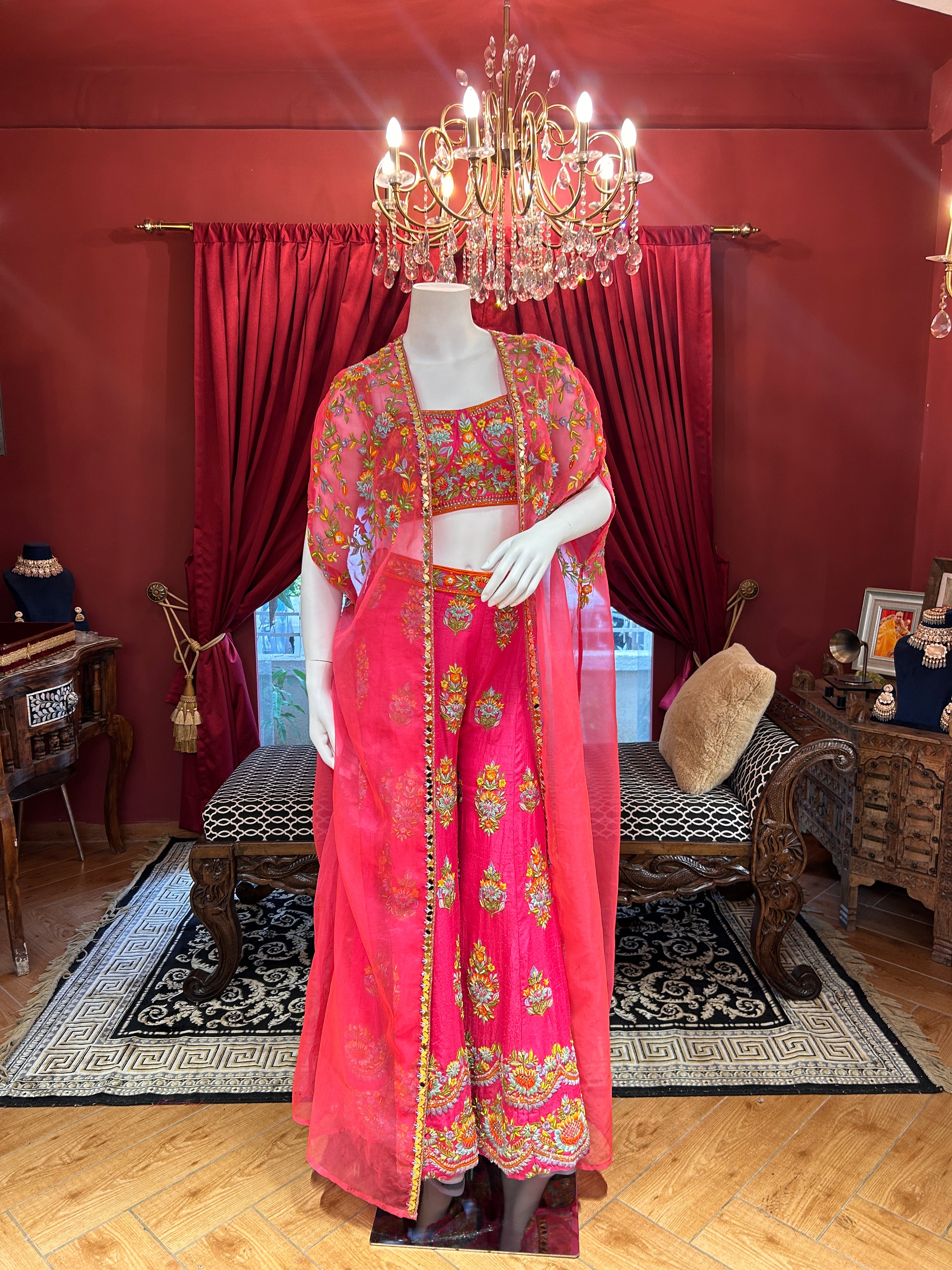 Alia Hot Pink Plazzo Indowestern