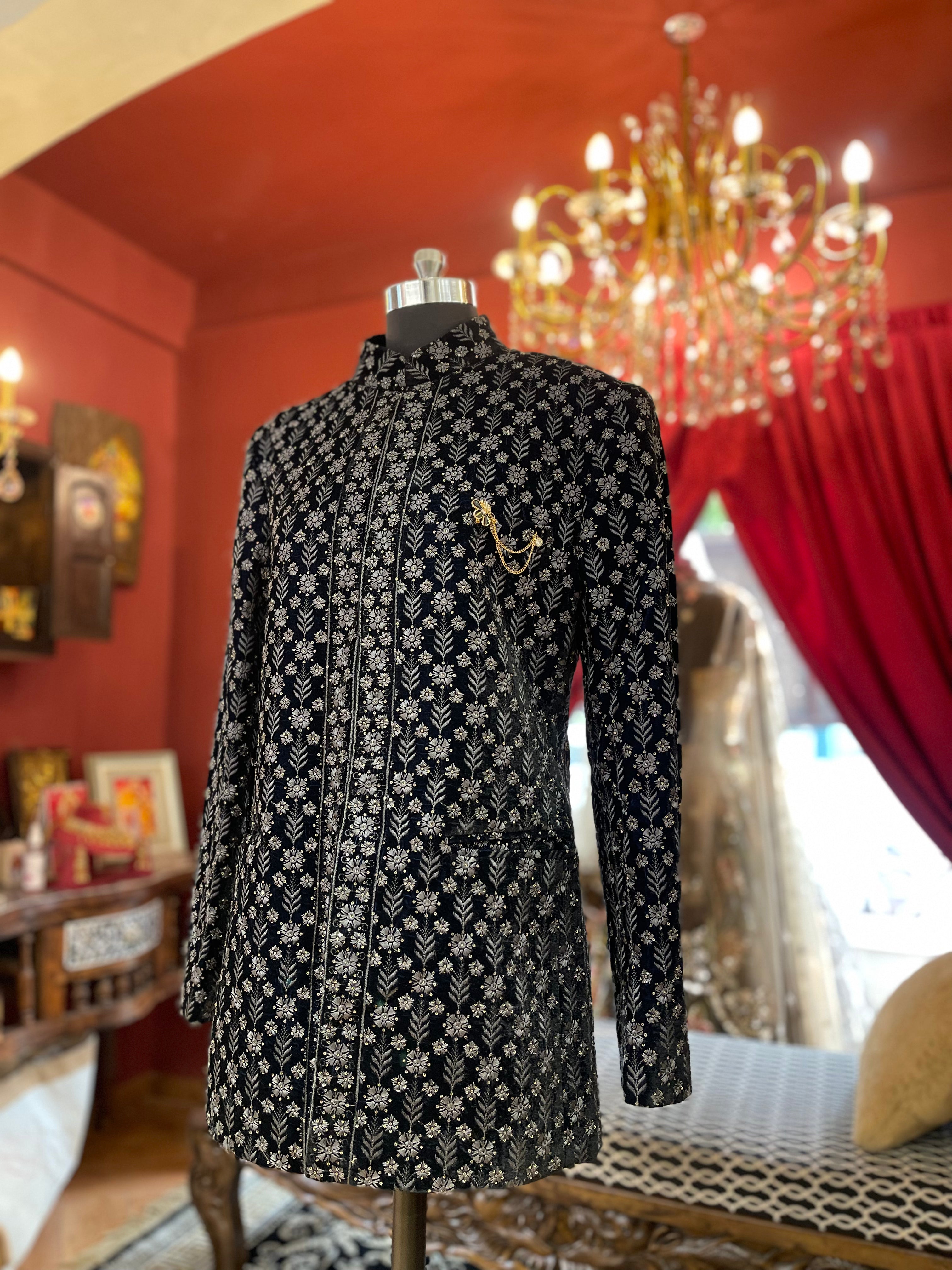 Black Embroidered Bandhgala