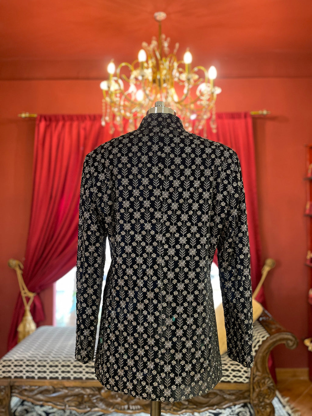 Black Embroidered Bandhgala