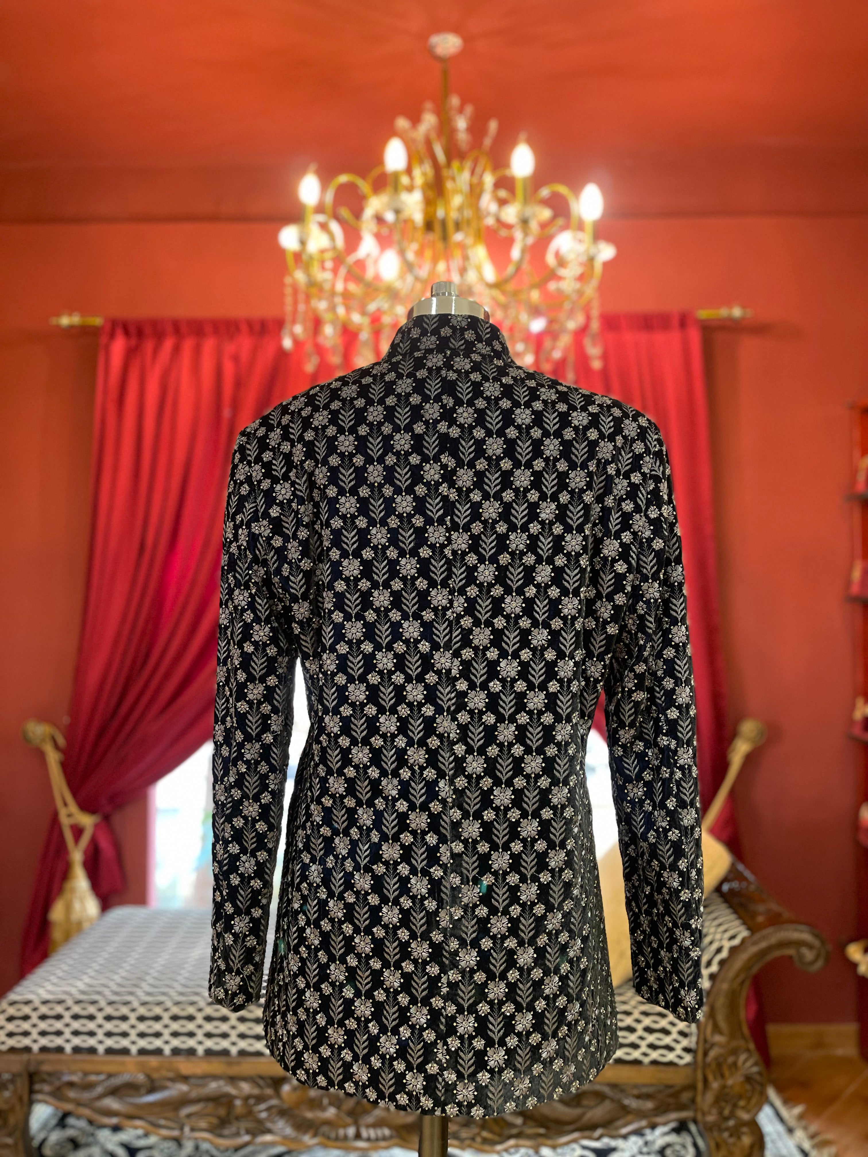 Black Embroidered Bandhgala
