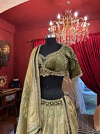 Green velvet lahenga