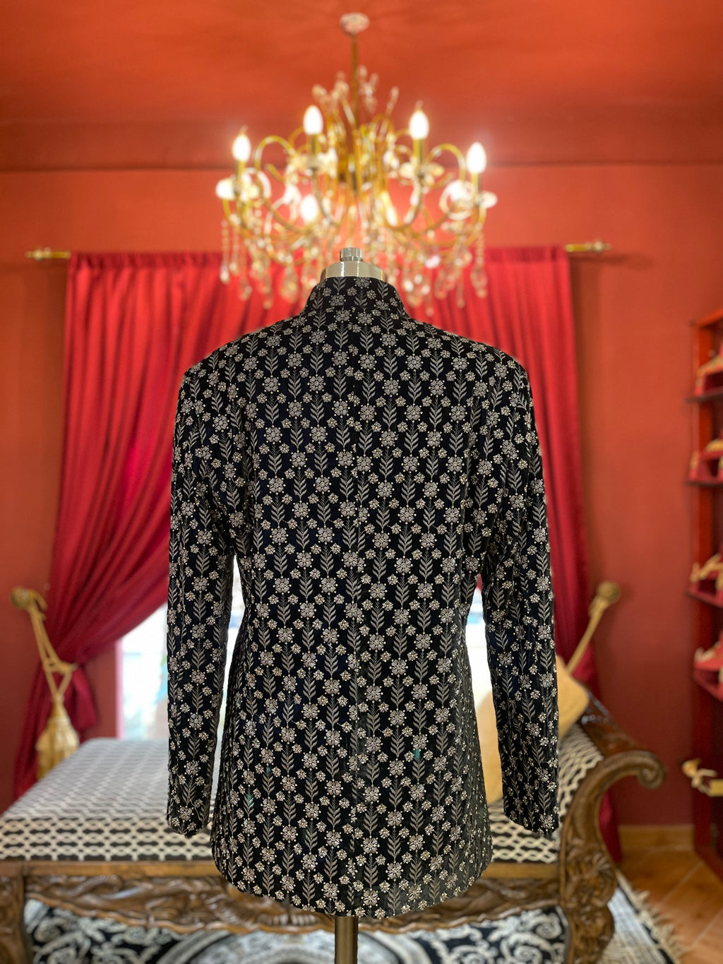 Black Embroidered Bandhgala