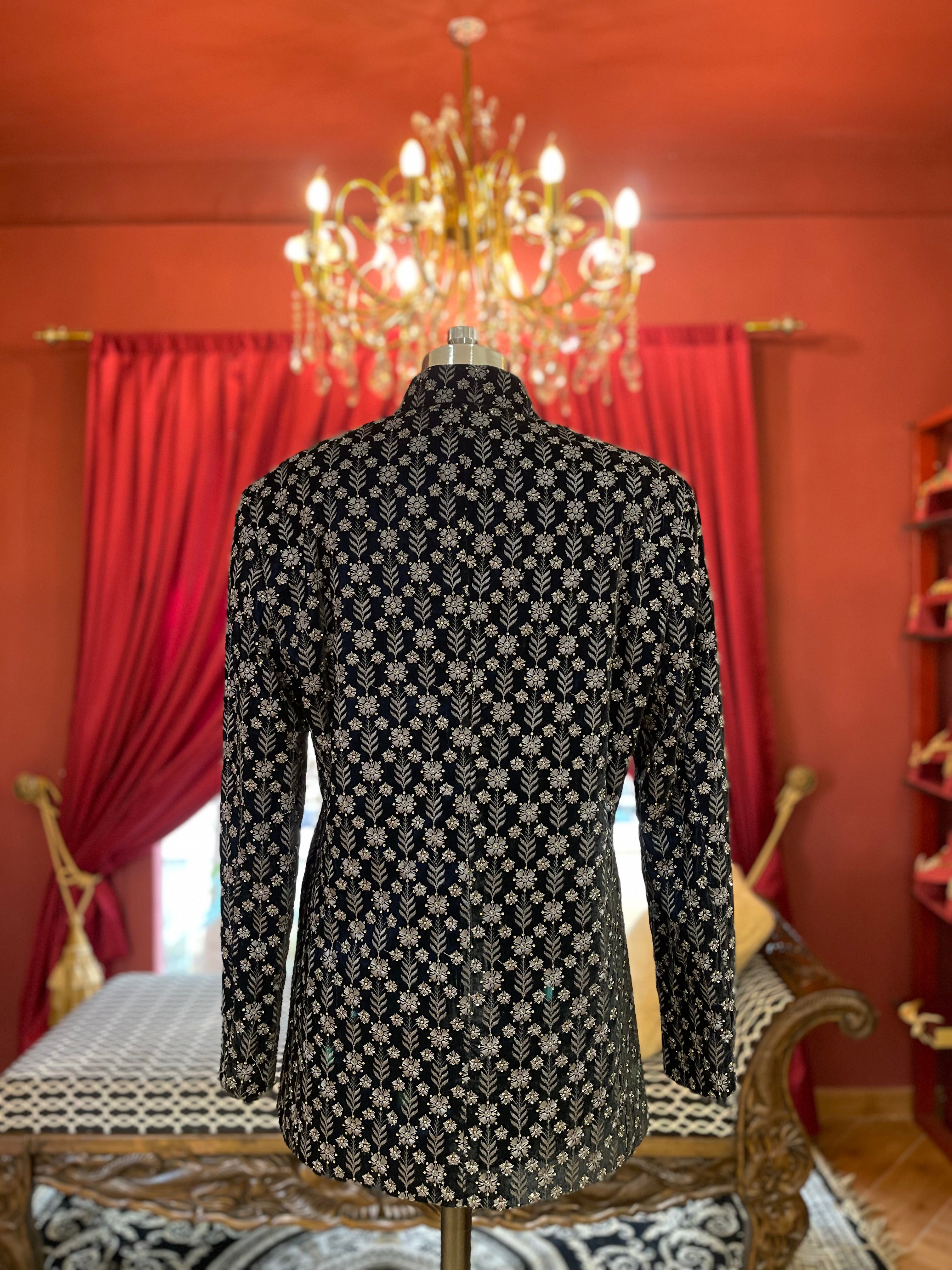 Black Embroidered Bandhgala