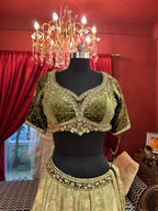 Green velvet lahenga
