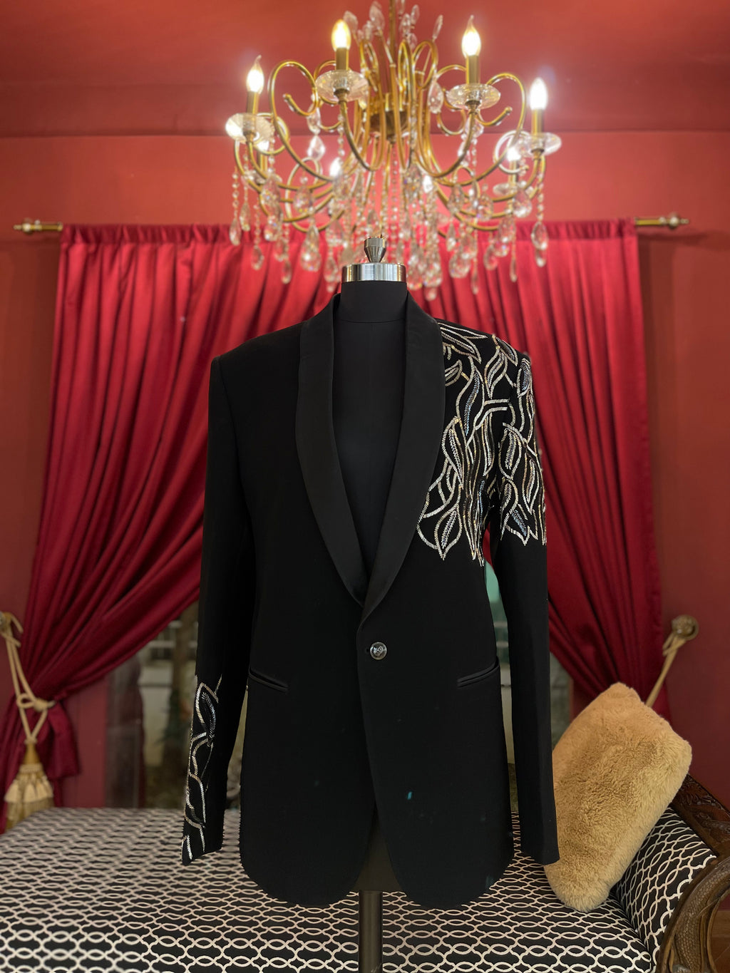 Midnight Statement Embroidered Blazer