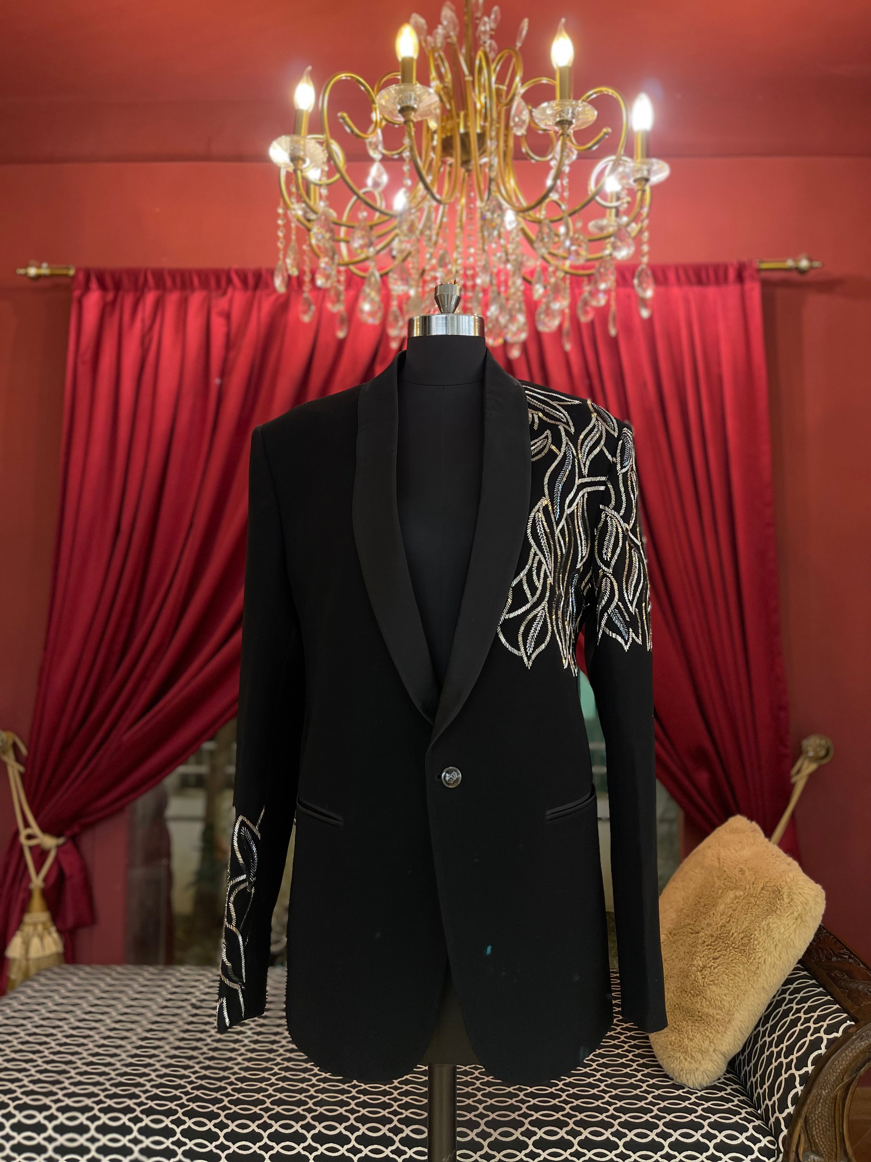 Midnight Statement Embroidered Blazer