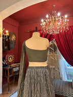 Mocha Drape One Shoulder Lahenga