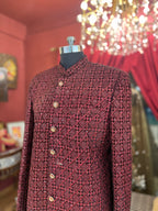 Wine Embroidered Sherwani