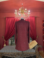 Wine Embroidered Sherwani