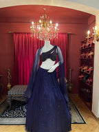 Purple Pleated Lehenga Set