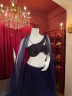 Purple Pleated Lehenga Set