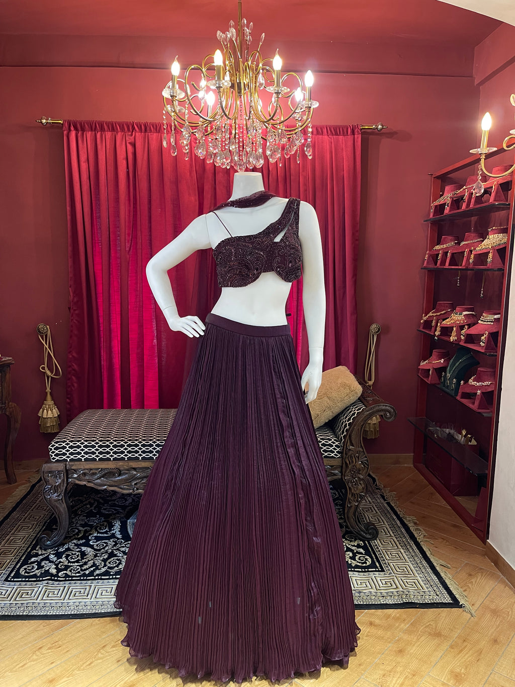 Violet Pleated Lehenga X Devanshi