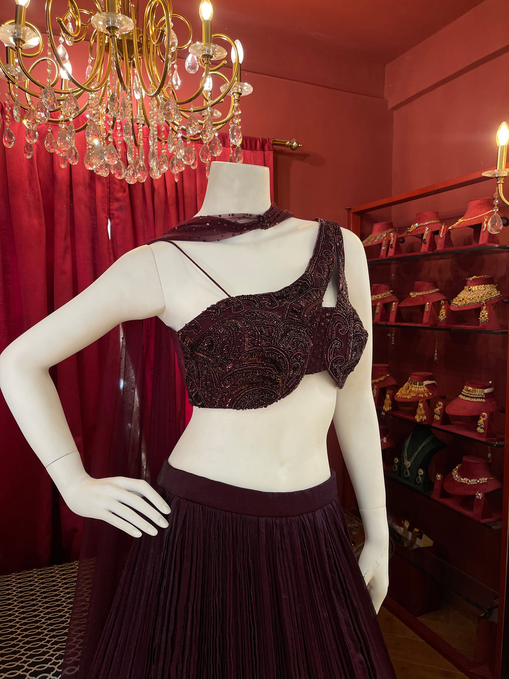 Violet Pleated Lehenga X Devanshi