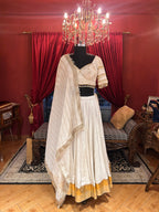 White Gold Lehenga With Pearl Border Dupatta
