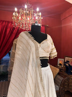 White Gold Lehenga With Pearl Border Dupatta