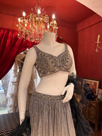 Silver to Black Ombre Sequined Lehenga Choli