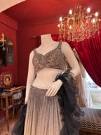 Silver to Black Ombre Sequined Lehenga Choli