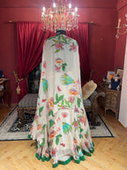 Tropical Bloom Printed Lehenga with Hand-Embroidered Cape Blouse