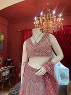 Pretty Pink Thread With Mirror Work Lehenga