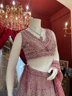 Pretty Pink Thread With Mirror Work Lehenga