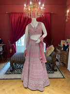 Pretty Pink Thread With Mirror Work Lehenga