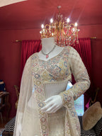 Ivory Pearl And Crystal Work Lehenga