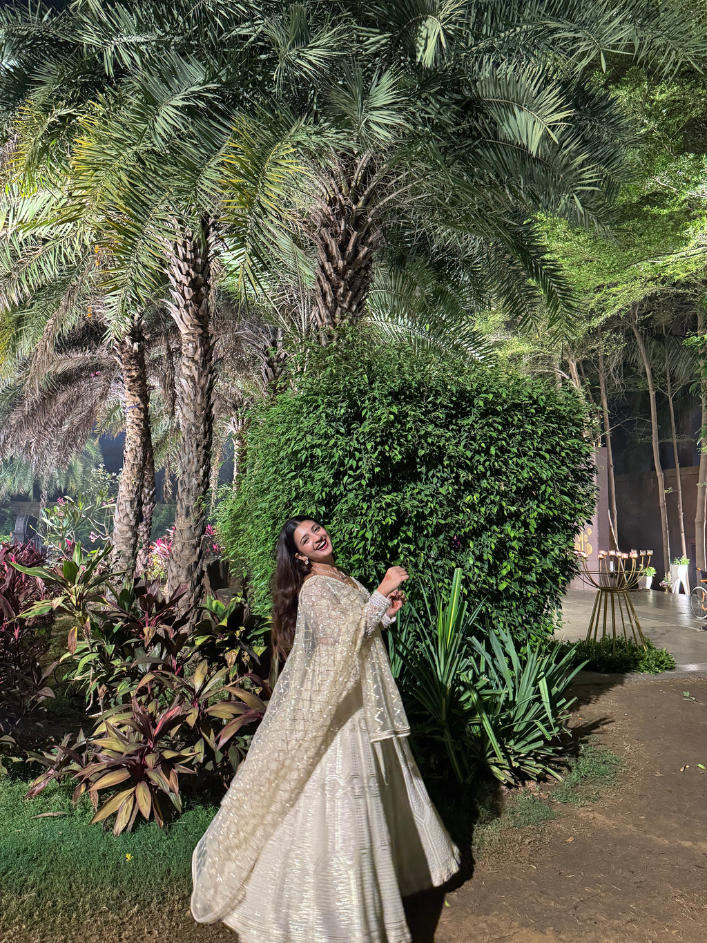 Ivory Geometric Embroidered Lahenga Set